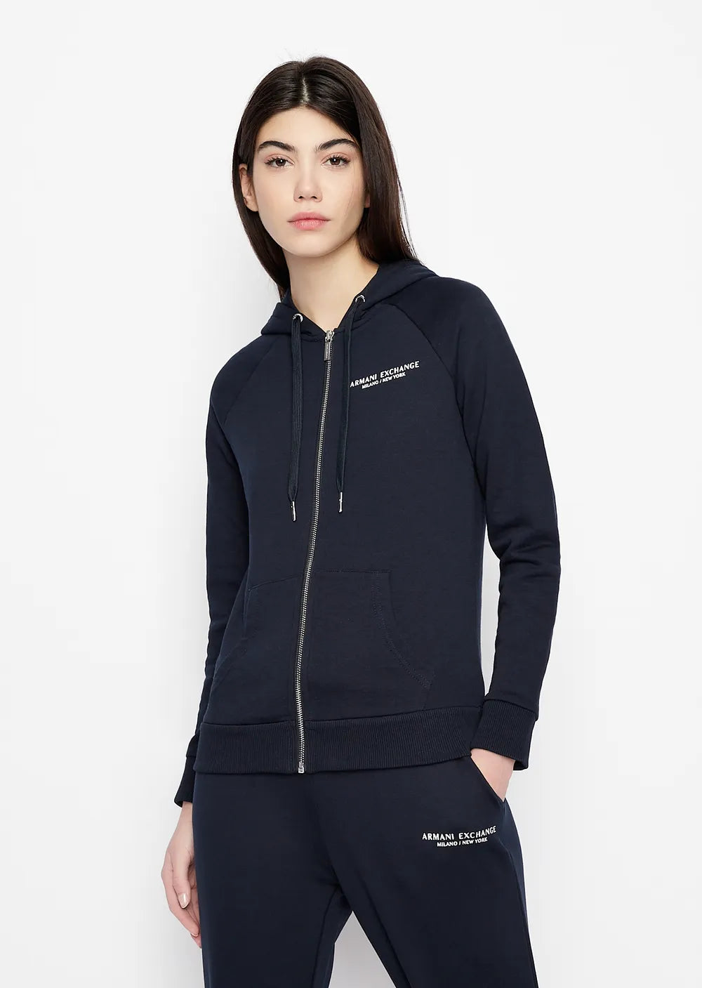 Armani Exchange Milano New York Zip Up Hoodie & Sweatpants Set - Men's Casual Lounge Wear for Home & Street Style