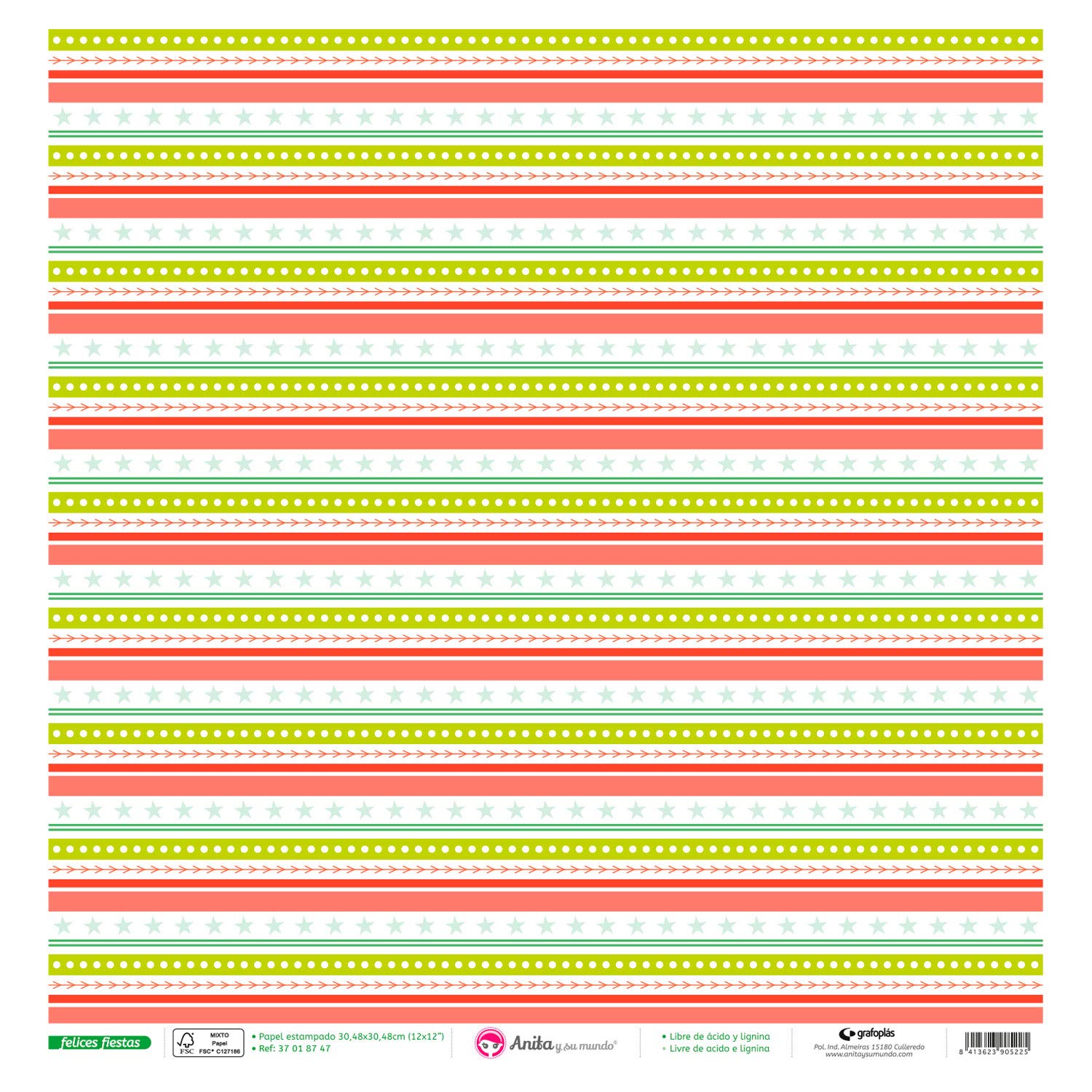 Anita & Su Mundo Happy Party Scrapbook Paper Pack - 12 x 12 Inch Christmas Themed Craft Paper for DIY Cards, Scrapbooking & Holiday Decorations (5 Sheets)