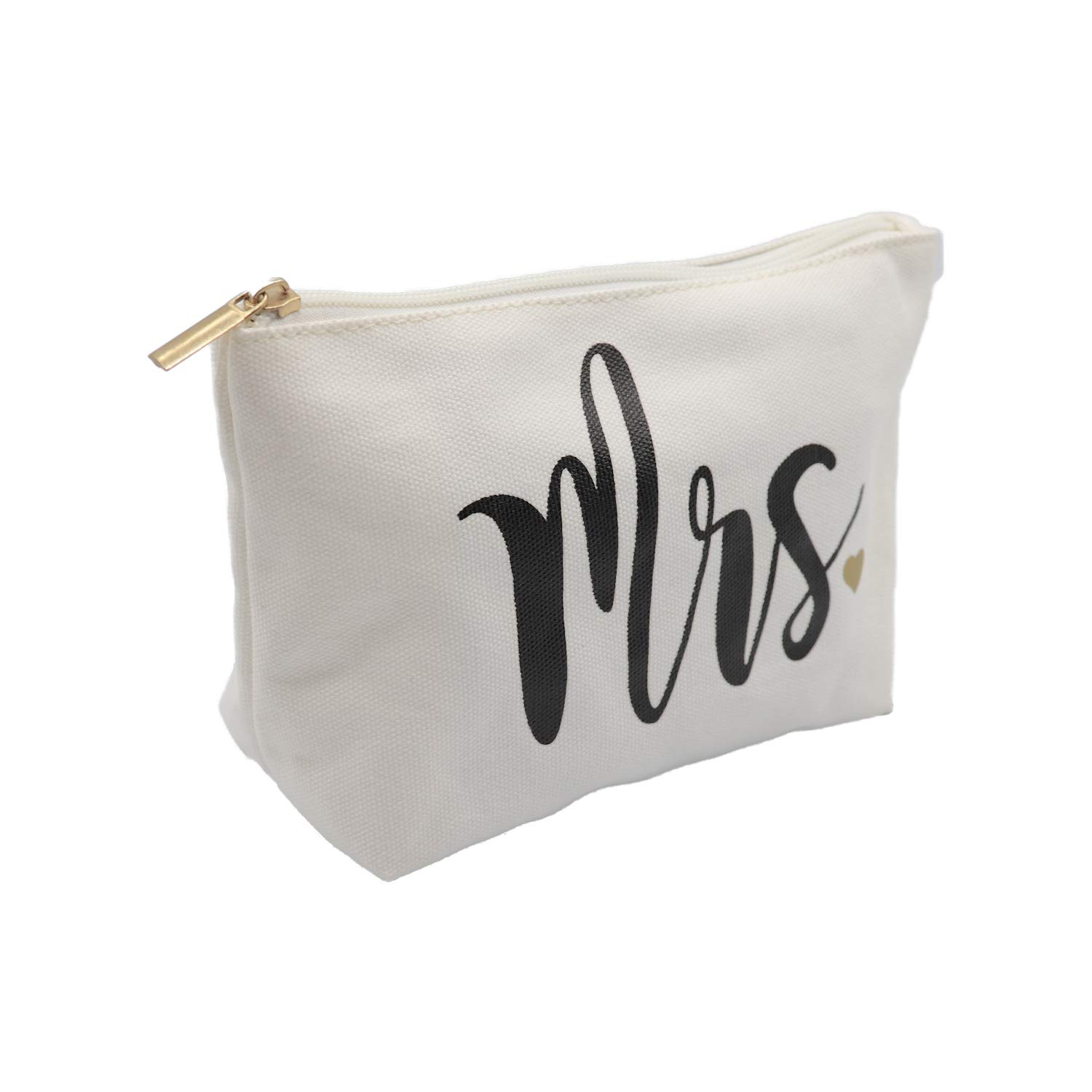 Lamyba Bride Tote Bag with Matching Makeup Pouch - Elegant Mrs Tote for Wedding & Bridal Shower Gift - Premium White Canvas Bag for Bride, Bridesmaids & Wedding Essentials