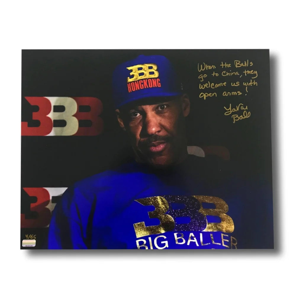 Lavar Ball Hand Signed 16x20 Photo with Inscription #D/65 COA Autograph - Authentic Collectible Basketball Memorabilia for Fans & Sports Enthusiasts