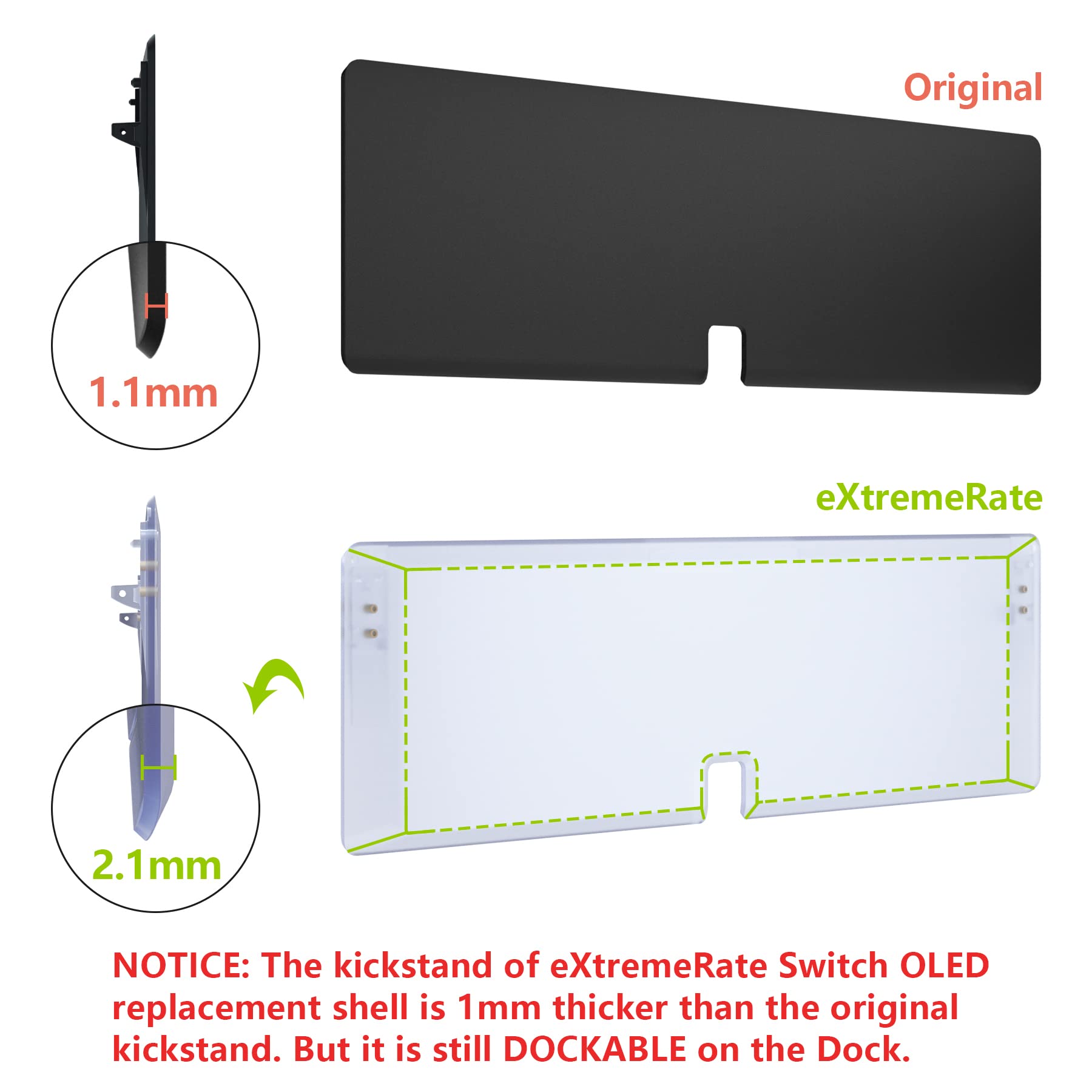 eXtremeRate DIY Full Set Shell Replacement for Nintendo Switch OLED - Custom Back Plate, Kickstand & Controller Housing with Full Button Set (Clear Glacier Blue) - Perfect for Gaming, Modding & Personalization