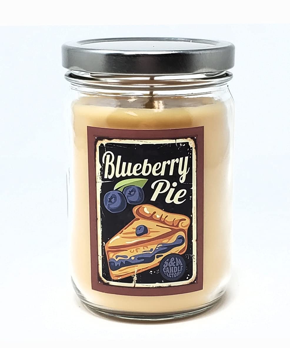 All Natural Premium Soy Scented Candle - Blueberry Pie Fragrance, 12oz Jar, Handmade in USA | Home Decor, Aromatherapy, Gift for Holidays & Relaxation