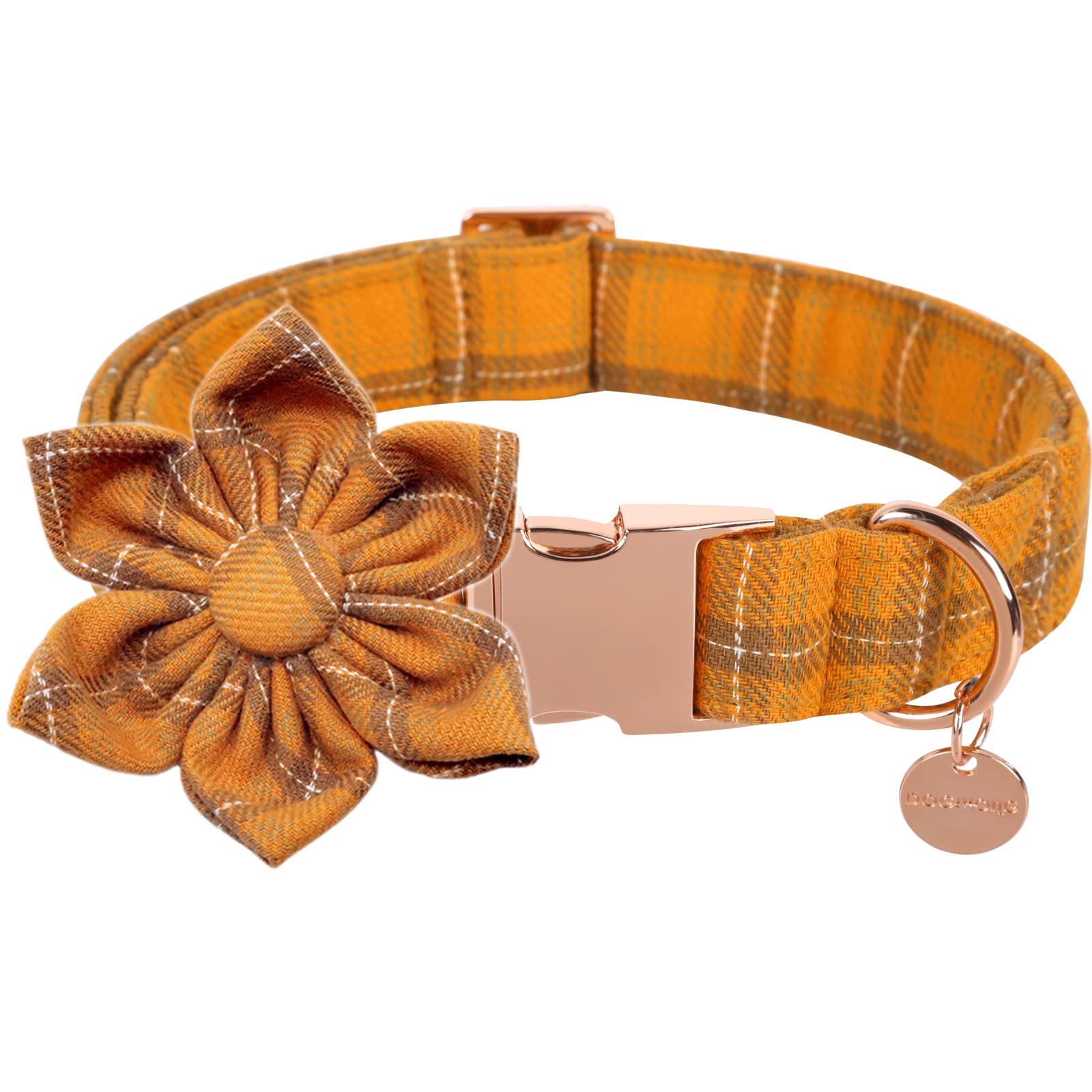 DOGWONG Cotton Dog Collar with Adjustable Bow Tie - Soft Comfortable Pet Collar for Small Medium Large Dogs - Perfect for Daily Walks, Training & Special Occasions