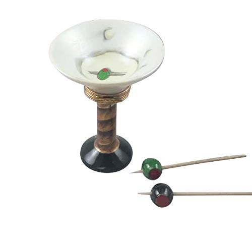 Elegant Limoges Porcelain Martini Glass with Olives Gift Box - Perfect for Cocktail Parties, Home Bar Decor & Luxury Gift Giving