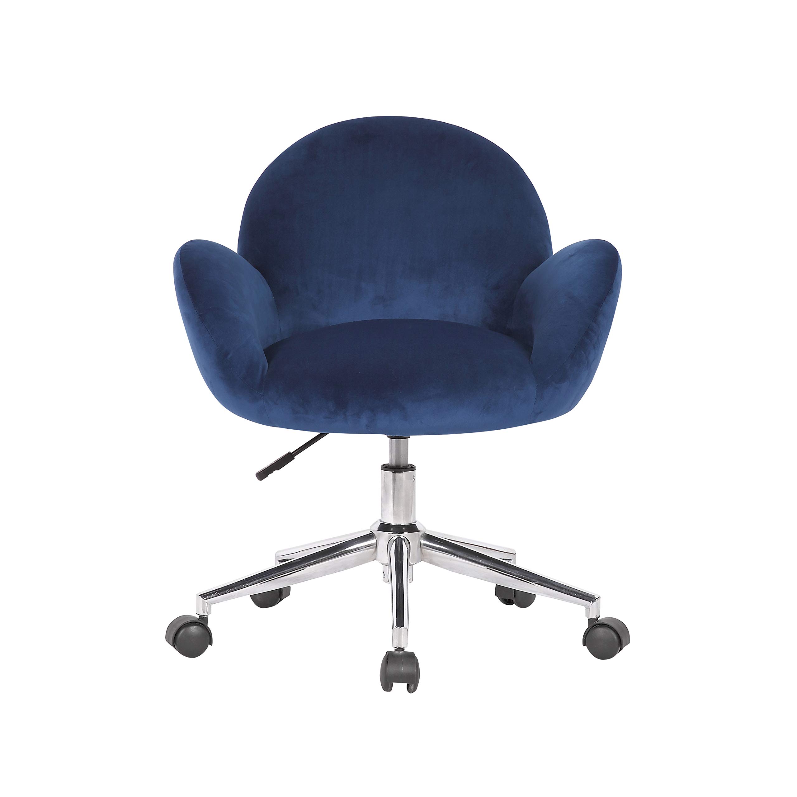 Porthos Home Quon Swivel Office Chair - Soft Velvet Upholstery, Adjustable Height, Rounded Low Back & Chrome Metal Base with Roller Casters | Ergonomic Desk Chair for Home Office, Study Room & Workspace