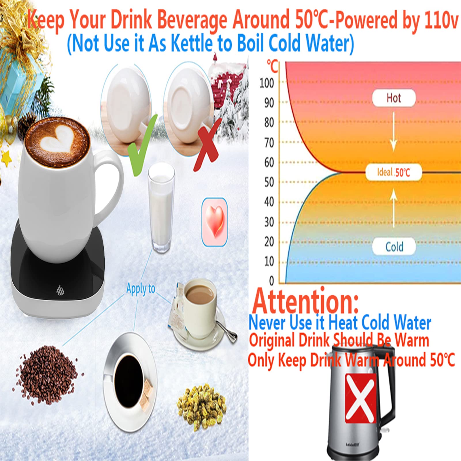 USB Coffee Mug Warmer with Auto Shut Off - Portable Desk Cup Warmer for Office & Home - Perfect Coffee Gift for Coworkers & Coffee Lovers - Keep Coffee Warm While Working, Studying or Relaxing