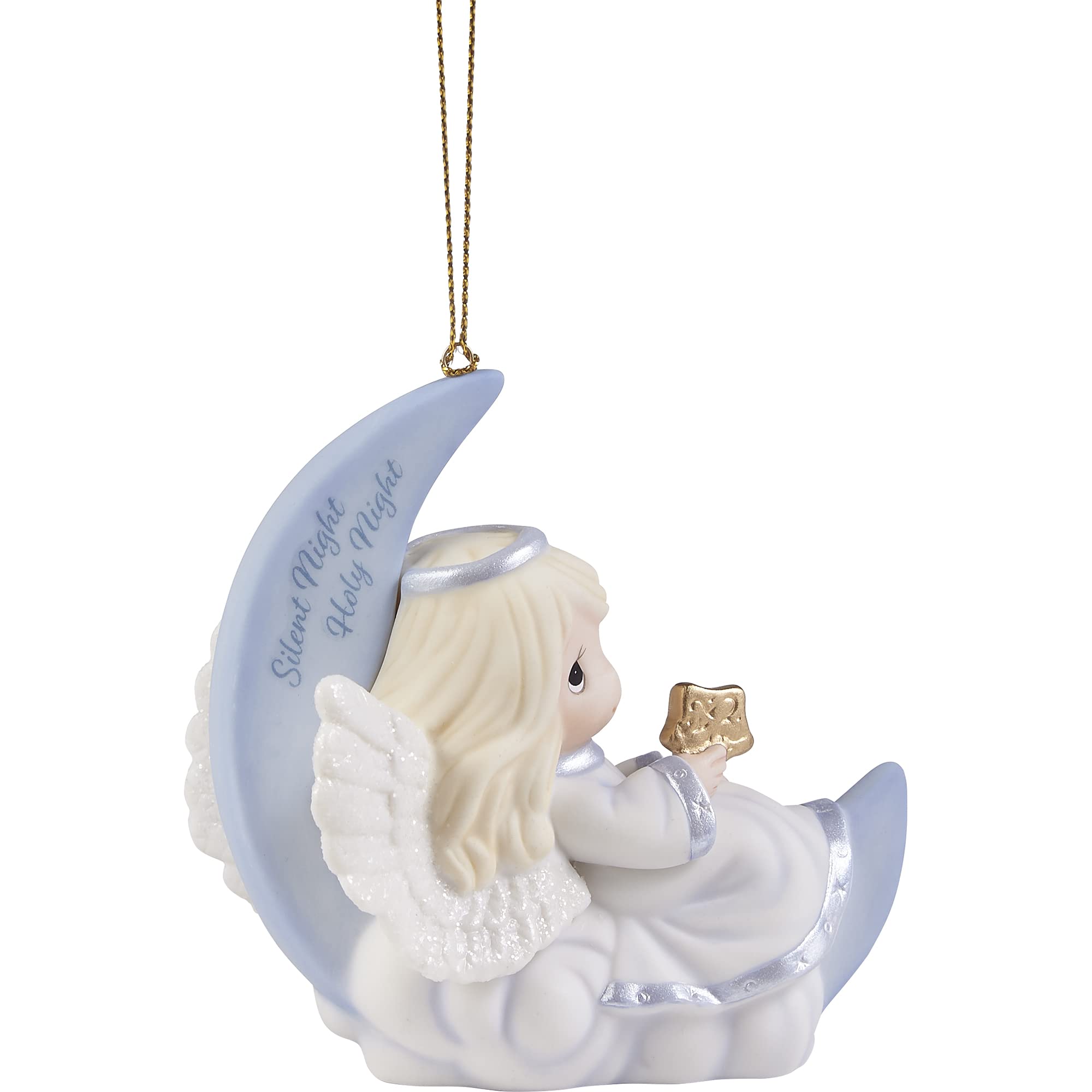 Precious Moments 211043 Silent Night Holy Night Porcelain Christmas Ornament - Perfect for Holiday Tree Decorations, Gift Giving & Nativity Scene Displays