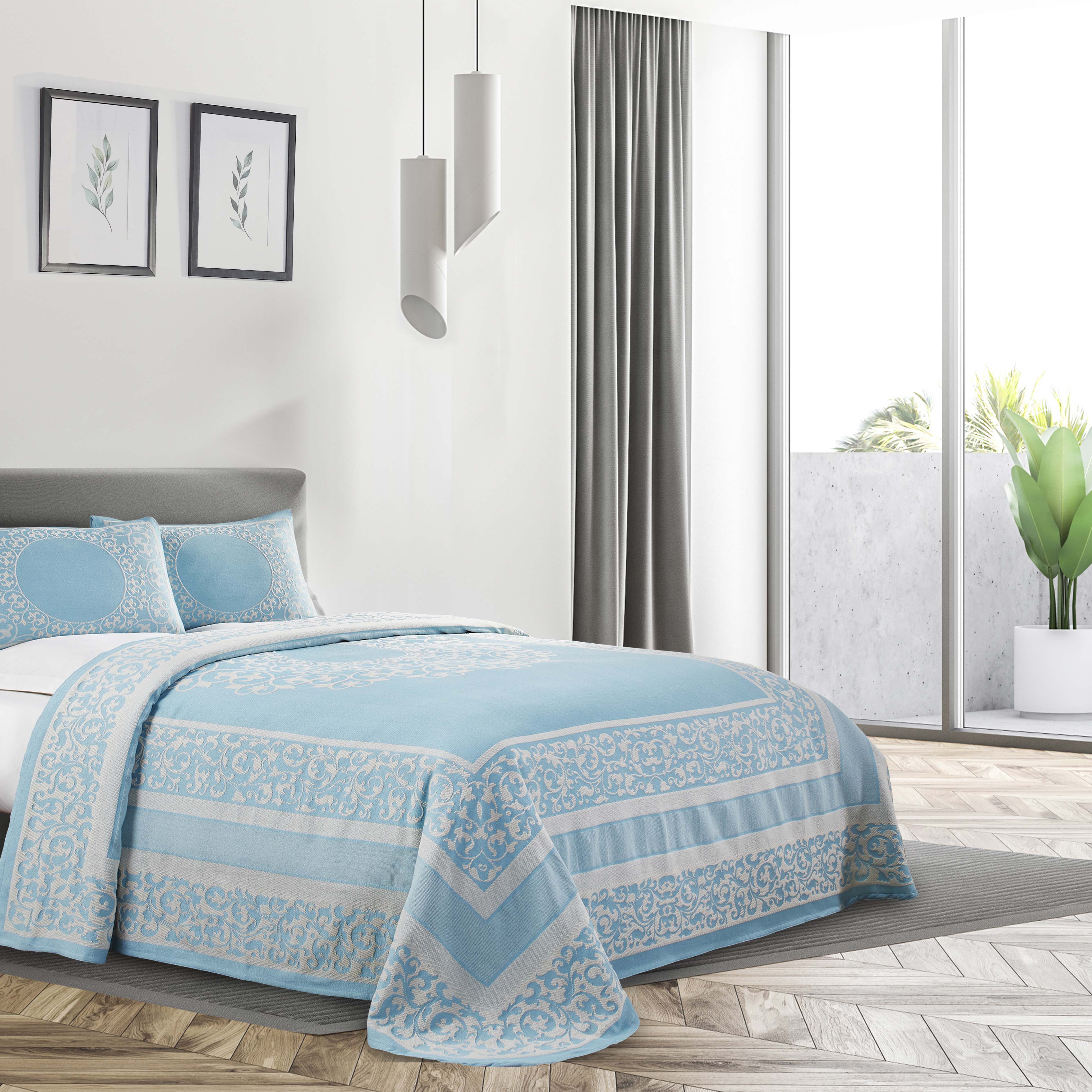 Boho Mandala Cotton Blend Woven Jacquard Bedspread Set - Queen Size, Soft & Breathable - Perfect for Bohemian Bedroom Decor, Guest Room or Dormitory