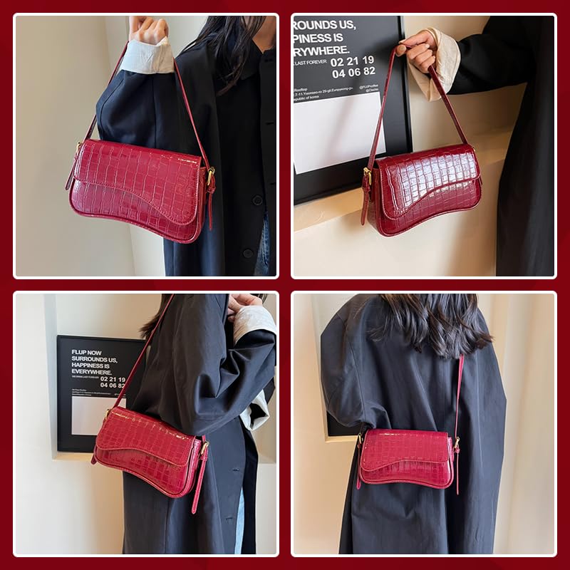 2025 Y2K Small Shoulder Bag for Women - Crocodile Print Clutch Purse, Retro Crossbody Handbag & Satchel Tote - Perfect for Daily Use, Travel, and Night Out