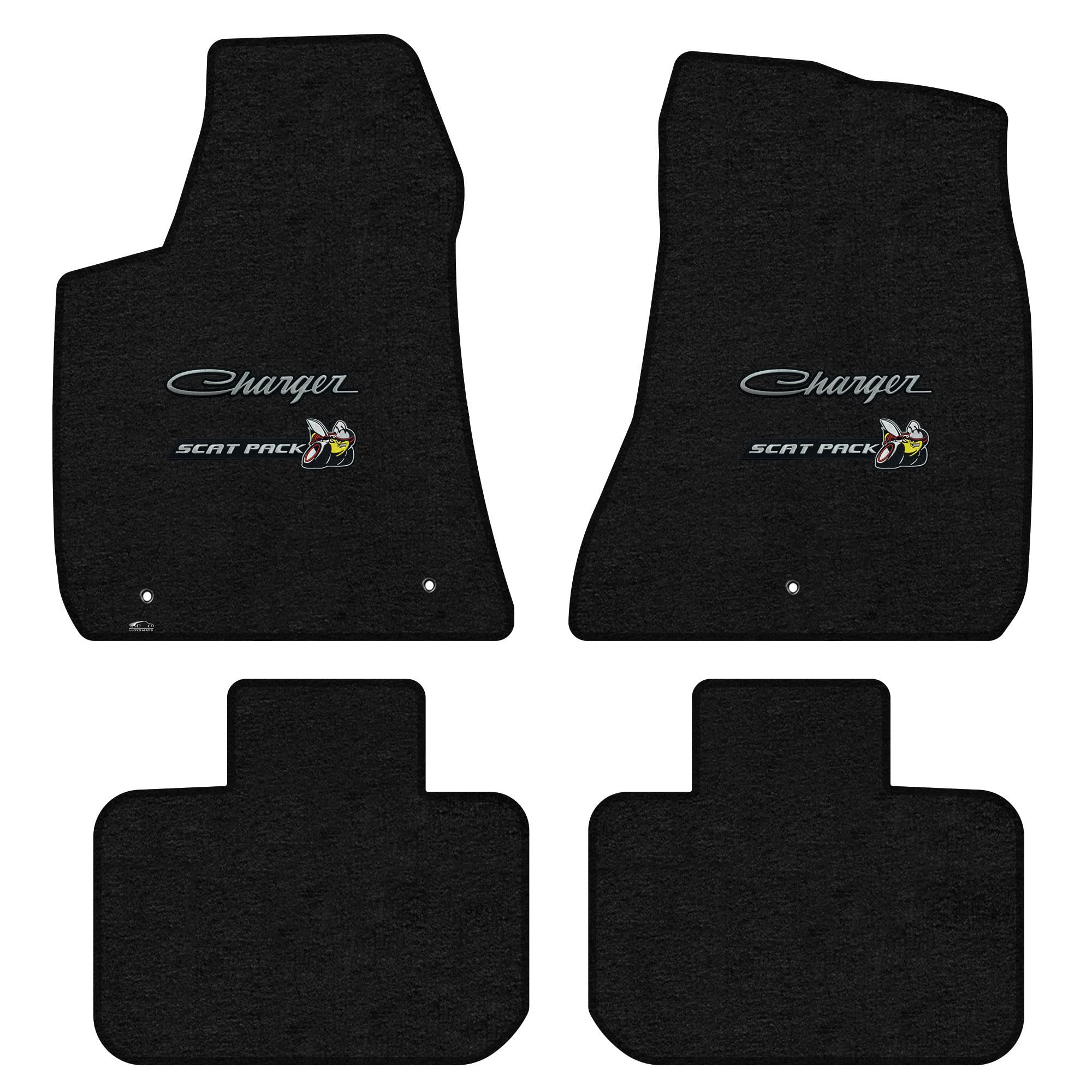 Premium Custom-Fit Carpeted Floor Mats for Dodge Charger RWD 2015-2024 | Luxury Car Floor Liners with Scat Pack Logo (4-Piece Set, Charcoal) | Perfect for Daily Commuting & Road Trips