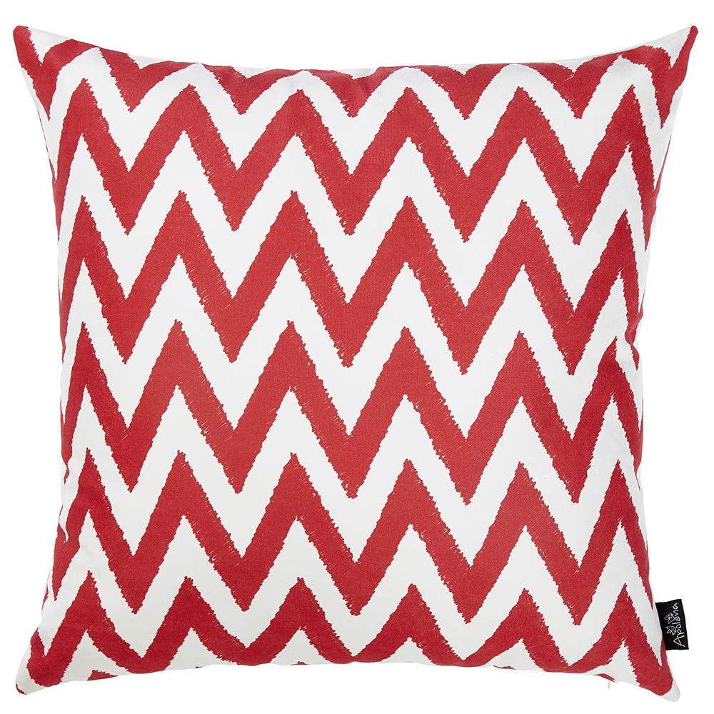 HomeRoots 18x18 Inch Red Chevron Decorative Throw Pillow Cover - Soft Polyester Square Cushion Case for Sofa, Bed & Living Room Decor