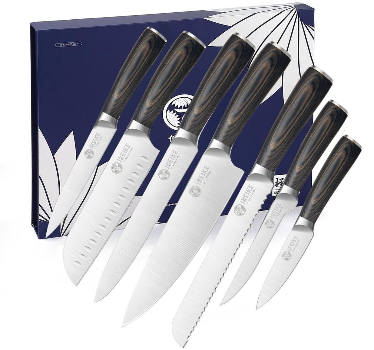 7-Piece Professional Chef Knife Set - High Carbon Stainless Steel Japanese-Style Kitchen Knives with Red Pakkawood Handle, Full-Tang Ergonomic Design - Perfect for Home Chefs, Restaurant Cooking & Culinary Gifts