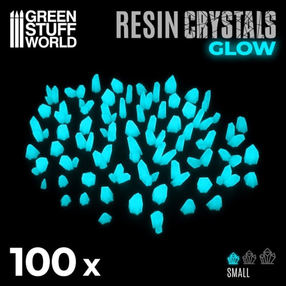 Green Stuff World Aqua Turquoise Glow Resin Crystals for Model Kits & Miniatures – Small 10386 – Perfect for Dioramas, Tabletop Gaming & DIY Craft Projects