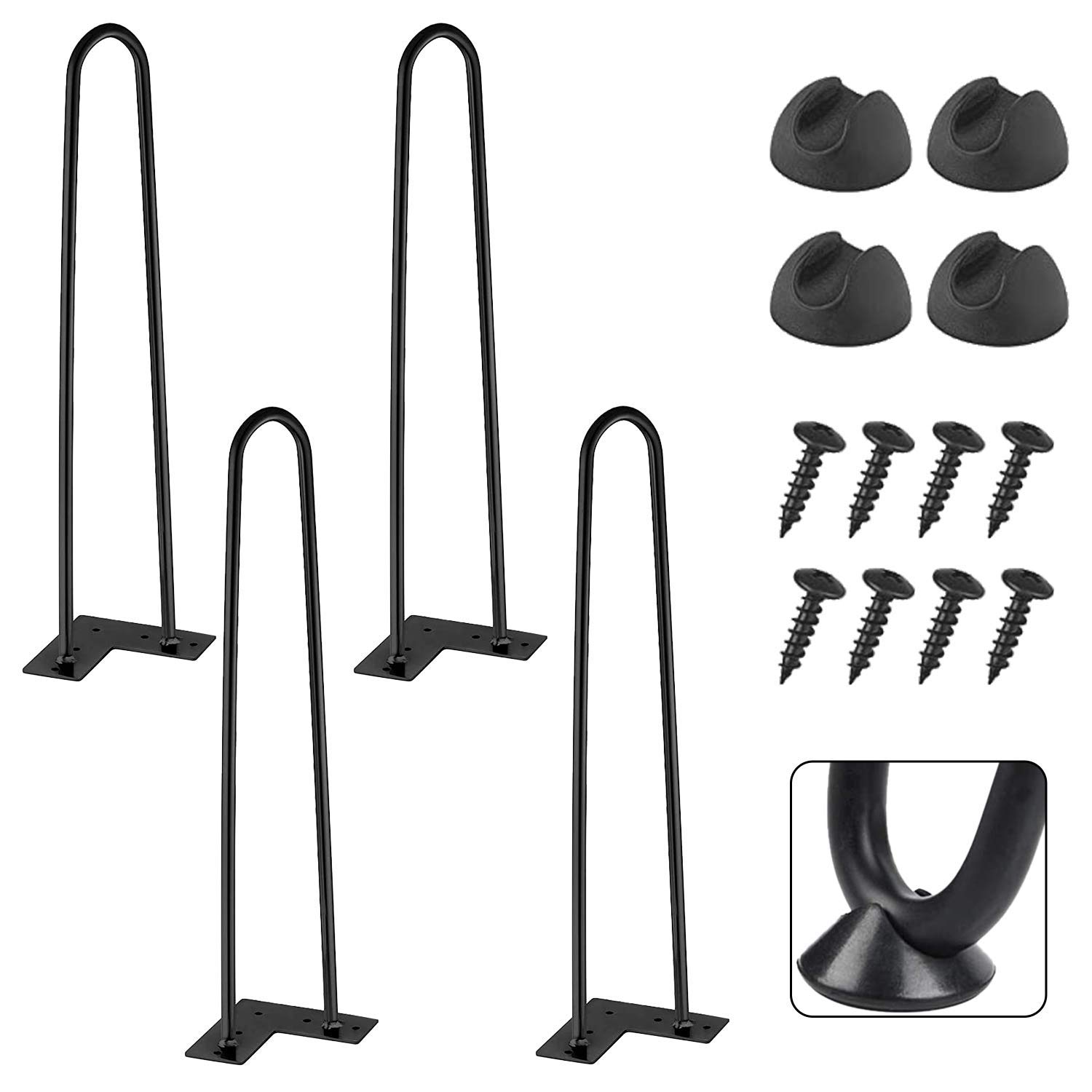 EconoHome 20 Inch Metal Hairpin Legs - Adjustable Table Legs, Desk Legs, Coffee Table Legs for DIY Furniture Projects - Modern Industrial Style for Home Office, Living Room & Workshop