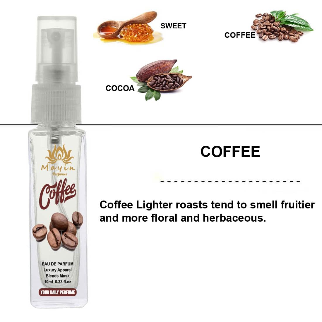 Mayin Coffee Eau De Parfum - Unisex Fragrance Spray for Men & Women | 10ml Travel Size Pocket Perfume | Perfect for Daily Wear, Office & Date Nights