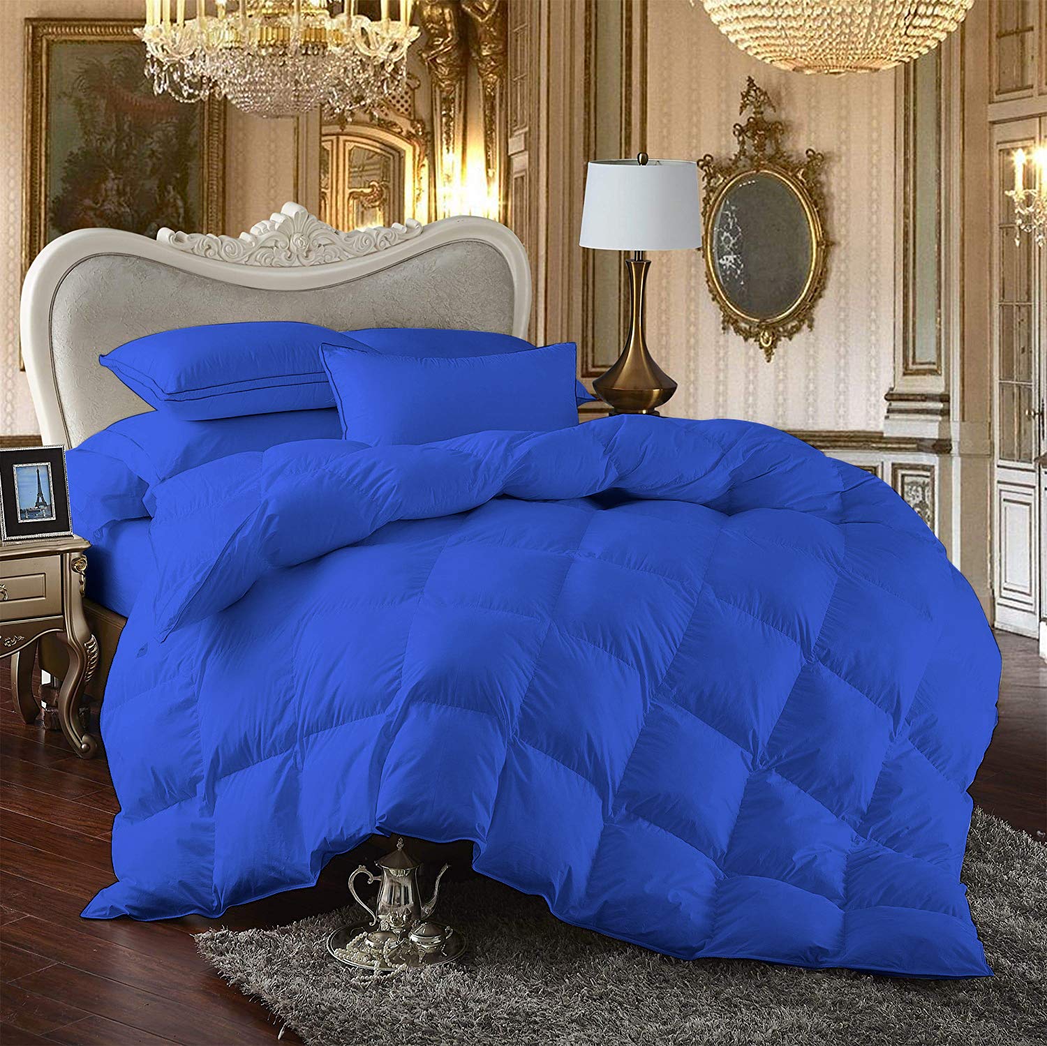 Kooton King Deluxe All Seasons King Size 1200 Thread Count Solid Royal Blue Down Alternative Comforter - Super Soft Premium 100% Egyptian Cotton - Perfect for Bedroom, Guest Room & Luxury Hotel Decor