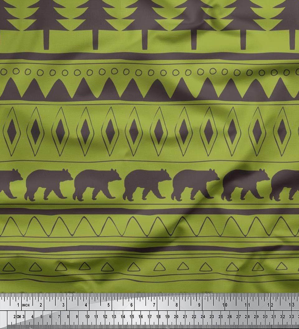 Soimoi Moss Georgette Green Fabric by The Yard - 42