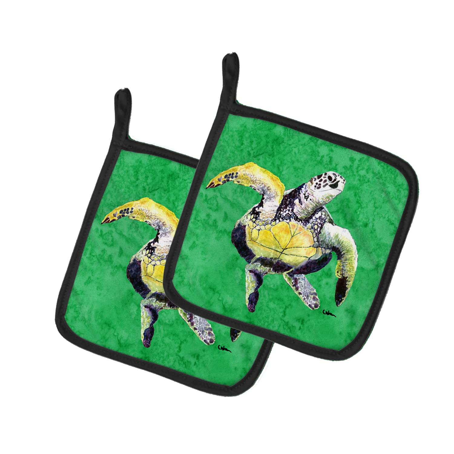 Caroline's Treasures 8671PTHD Turtle Pair of Heat Resistant Kitchen Pot Holders - 7.5
