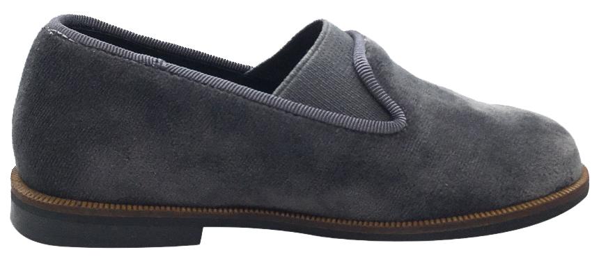 Luccini Boys & Girls Grey Velvet Leather-Lined Smoking Loafers - Comfortable Flats for School, Parties & Formal Events