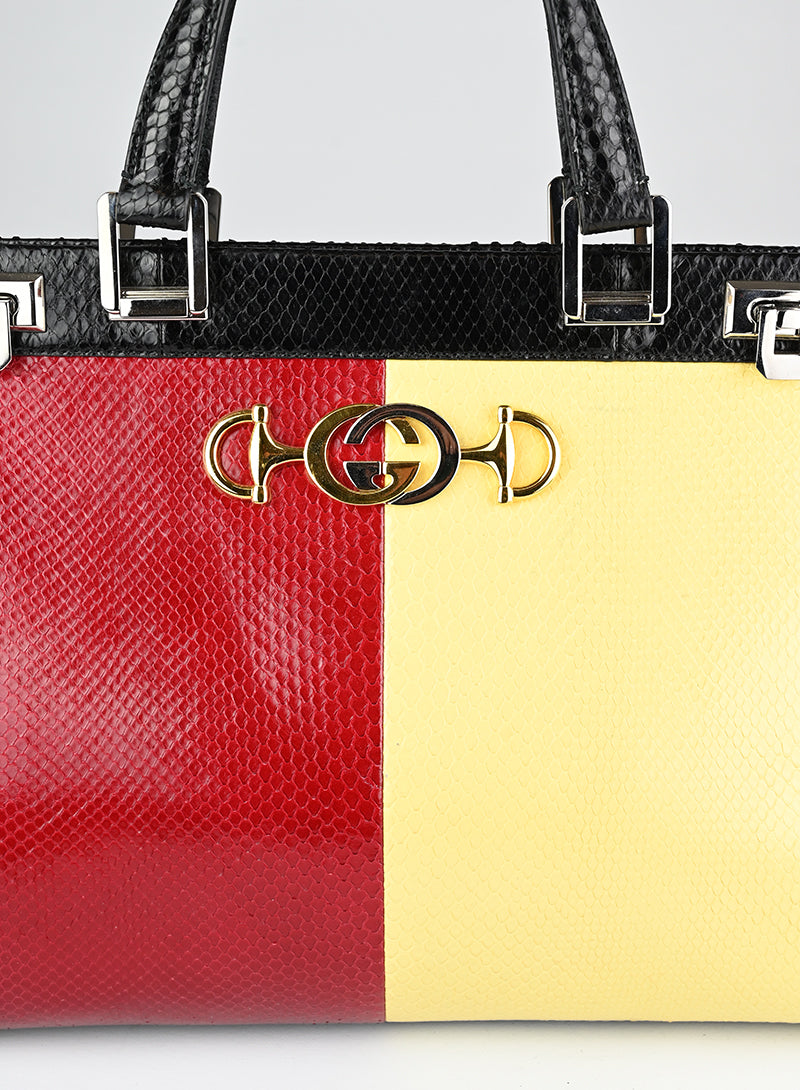 Gucci Yellow and Red Python Leather Handbag for Women - Luxury Designer Shoulder Bag for Parties, Dating & Special Occasions