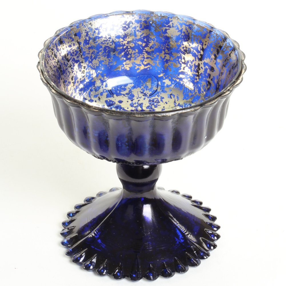 Koyal Wholesale 4.5-Inch Navy Blue Glass Compote Bowl - Elegant Pedestal Flower Bowl for Wedding Centerpieces, Table Decor, and Home Decor