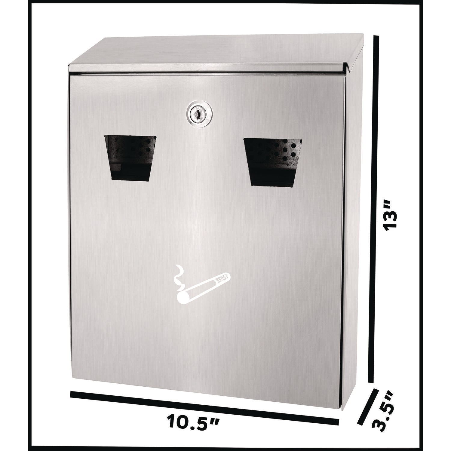 Alpine Industries Wall Mounted Safe Cigarette Disposal Station - Outdoor Stainless Steel Ashtray for Public Spaces, Parks & Smoking Areas