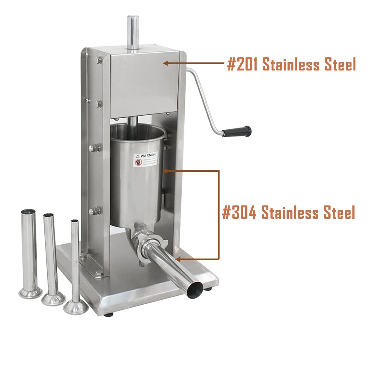 INTSUPERMAI 7L Manual Sausage Stuffer - Stainless Steel Vertical Meat Grinder with 2-Speed Adjustment & 4 Stuffing Tubes - Perfect for Home Kitchen, Butcher Shop, and Sausage Making Business