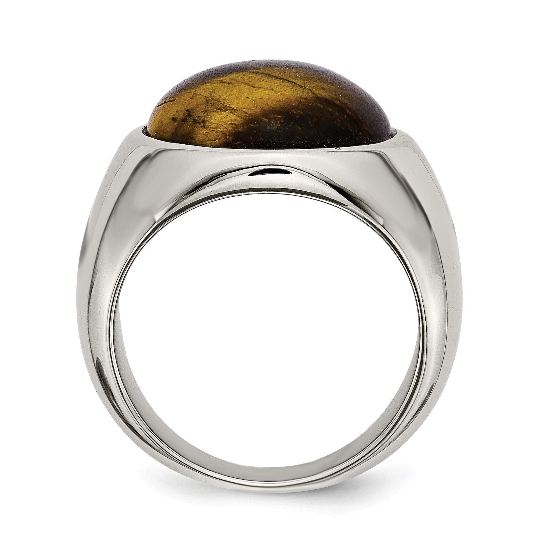 The Black Bow Men's Large 20mm Stainless Steel Tiger's Eye Tapered Ring - Perfect for Casual Wear, Gifts, and Special Occasions