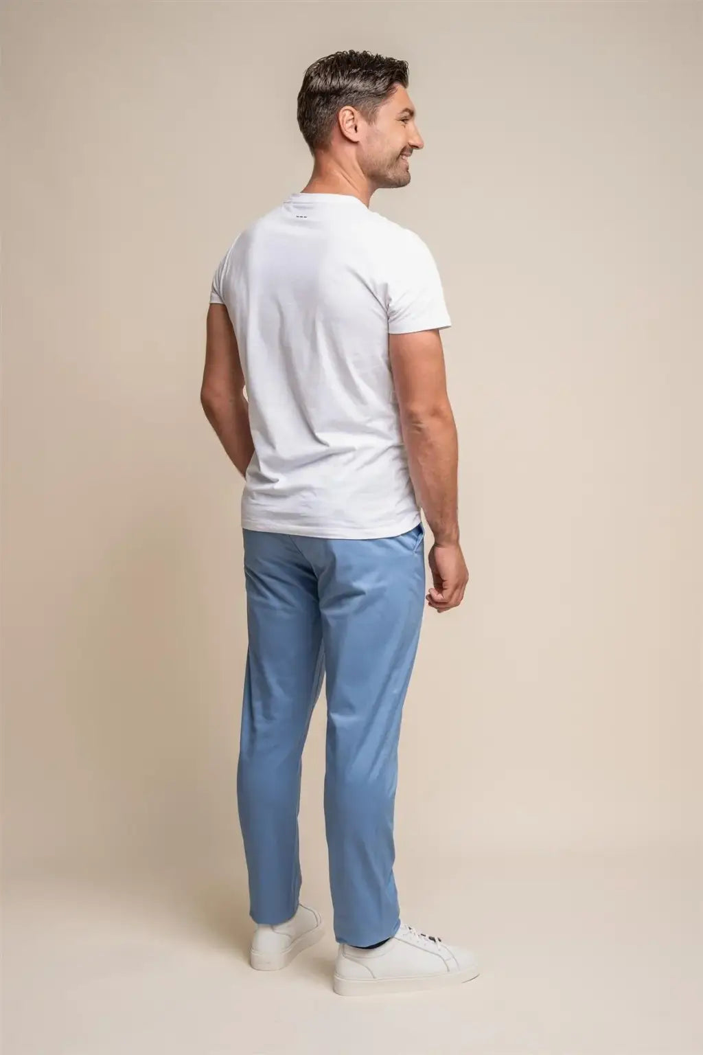 Cavani Men's Dakota Azure Chino Pants - Slim Fit Stretch Comfort Casual Dress Pants for Office, Business, and Everyday Wear