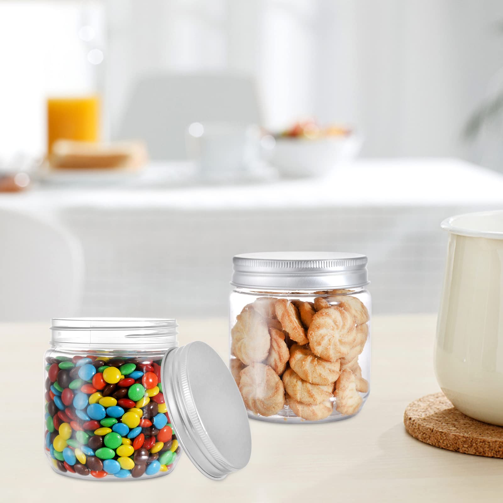 Fasmov 25 Pack 8oz Clear Plastic Jars with Screw-On Lids - BPA Free Round Empty Containers for Slime, DIY Crafts, Kitchen & Household Storage - Perfect for Organizing Spices, Candles, and Beauty Products
