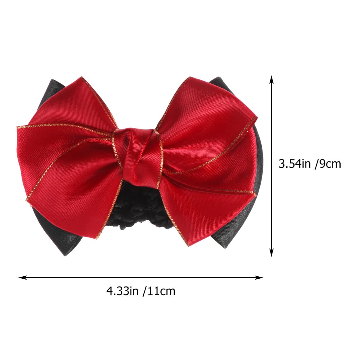 LALAFINA 2pcs Bun Hair Nets with Bow - Women's Organza Hair Accessories for Office, Work & Professional Use - Large Hair Bun Snood & Hairclips (Red) - Perfect for Business, Weddings & Formal Events