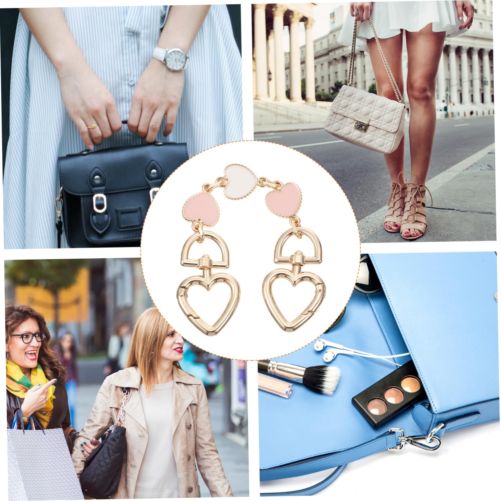 IWOWHERO Alloy Heart-Shaped Bag Chain Strap Replacement - Stylish & Durable Handle for Tote Bags, Clutches, Crossbody Bags - Perfect for Everyday Use, Parties & Fashion Accessories