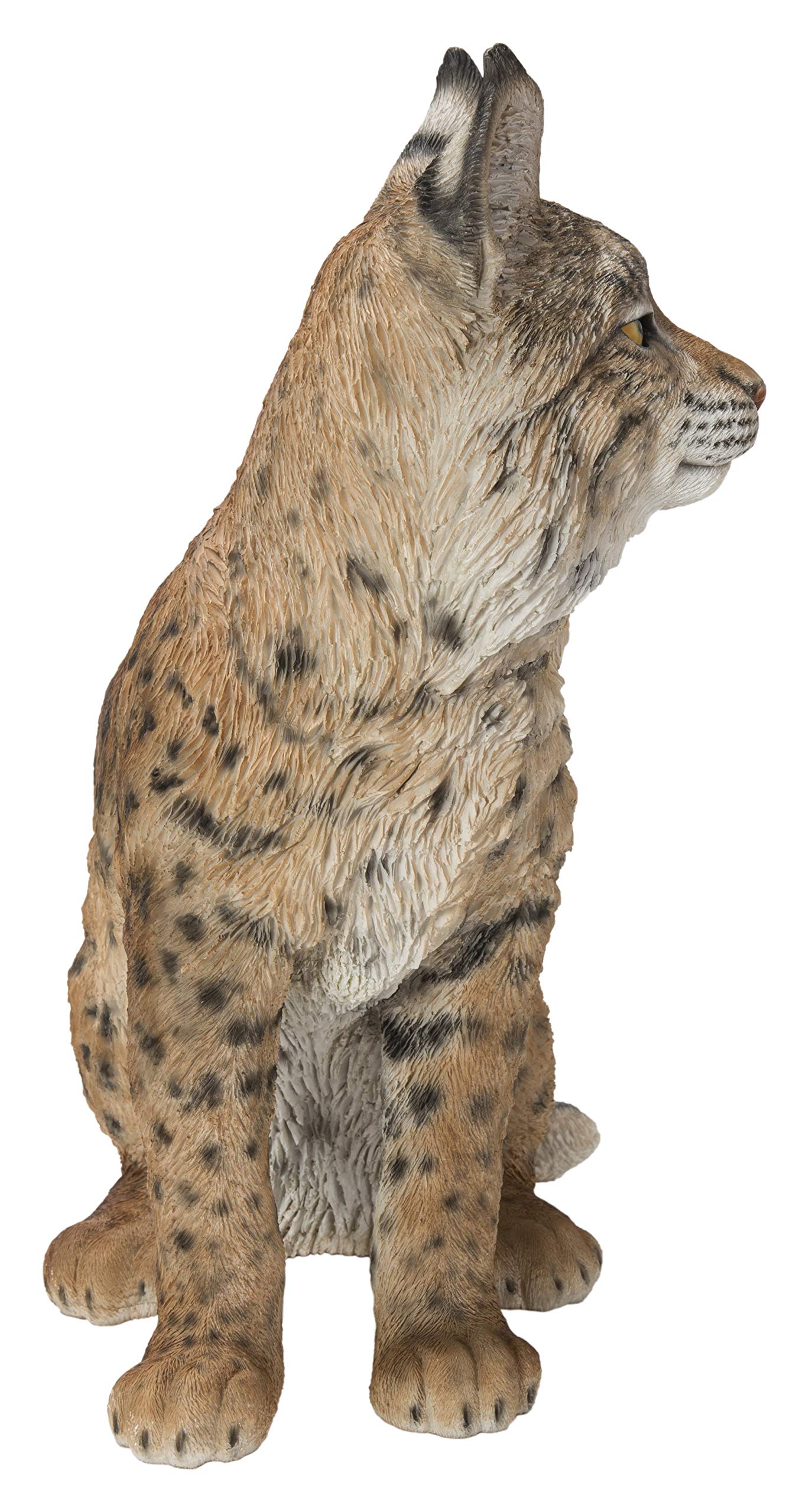 Hi-Line Gift Ltd. Sitting Bobcat Statue - Realistic Yellow and Black Decorative Figurine for Home, Office, or Garden Decor