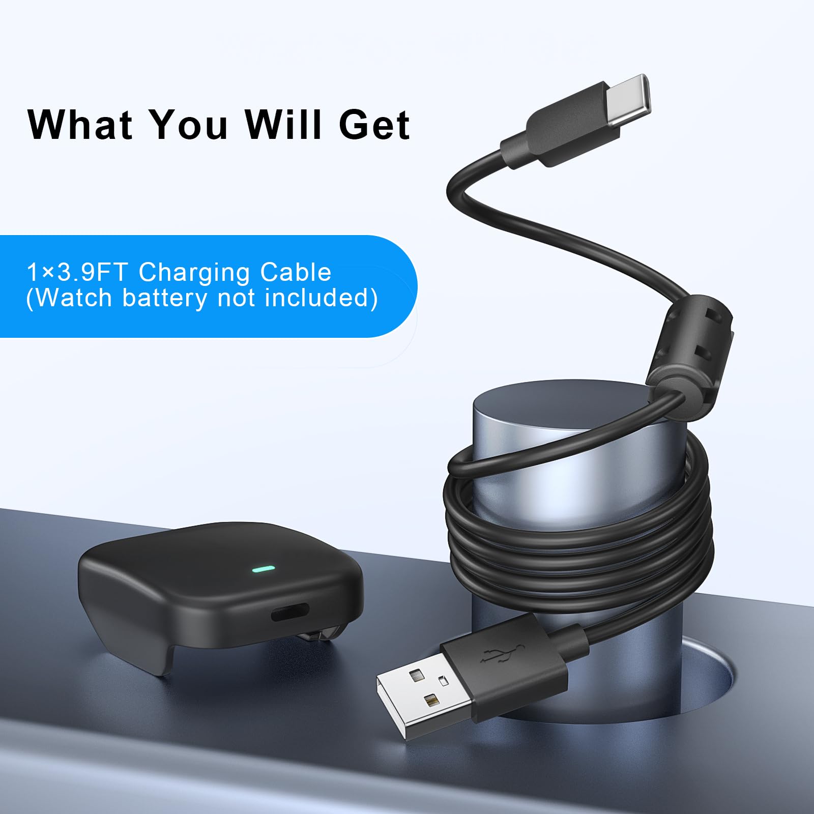 Kuaguozhe 3.9ft Extended Charging Cable for Whoop Battery 4.0 - Replacement USB Charger Cord Compatible with Whoop Charger (Cable Only) - Perfect for Fitness Tracking, Sleep Monitoring & Wireless Charging