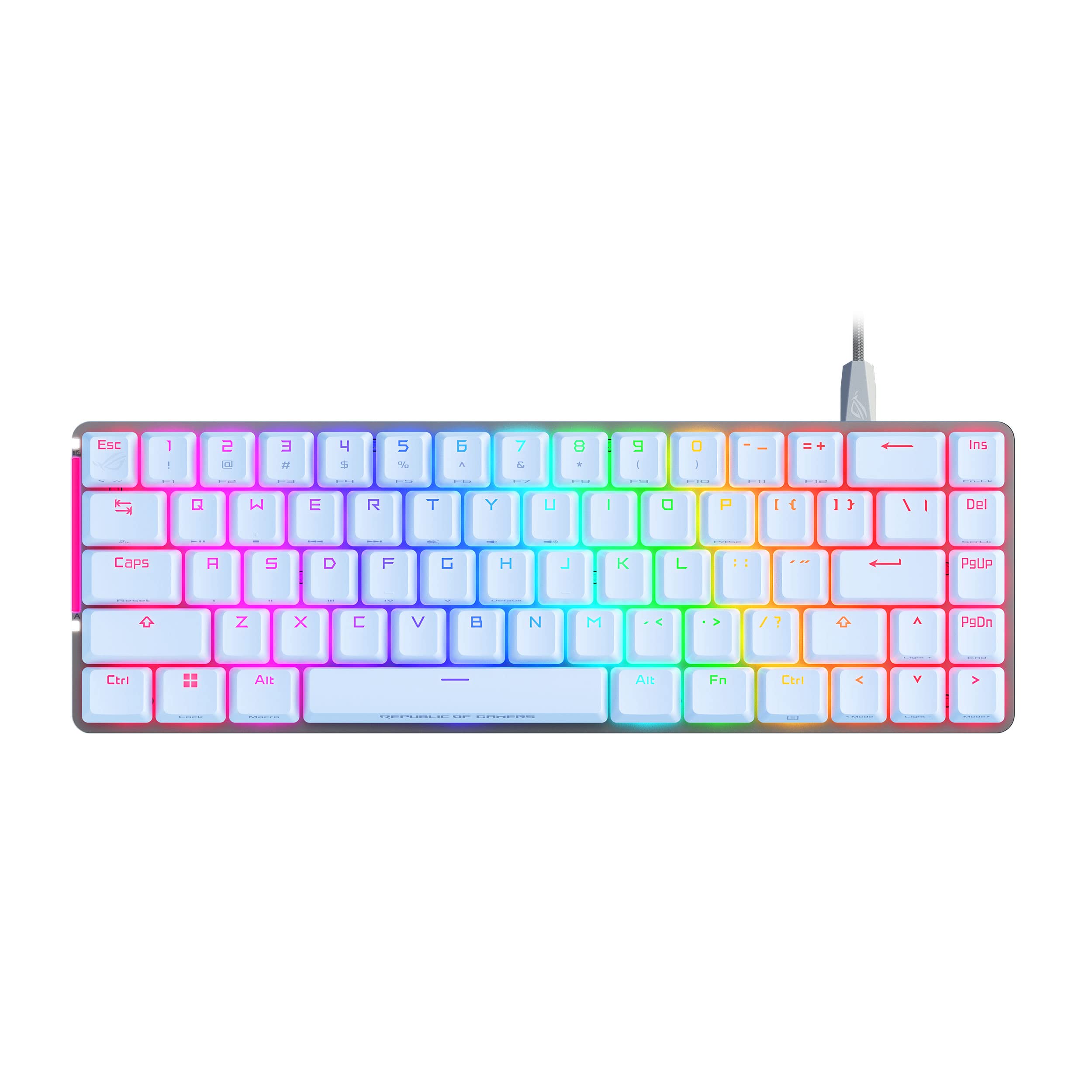 ASUS ROG Falchion Ace 65% RGB Compact Gaming Mechanical Keyboard - Lubed ROG NX Brown Switches, Sound-Dampening Foam, PBT Keycaps | Wired with KVM Switch, 3 Adjustable Angles, White Cover Case | Perfect for Esports, Streaming & Office Work