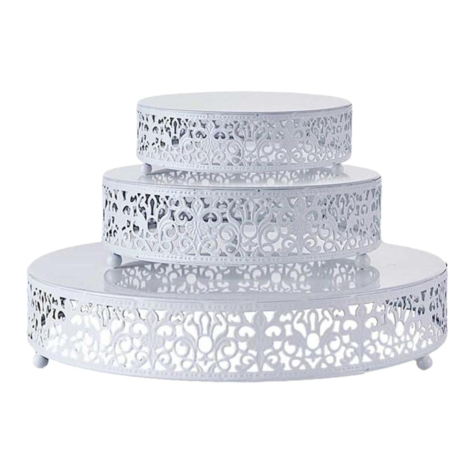 AMLESO 3-Tier Iron Dessert Stand - Elegant White Serving Tray for Fruits, Snacks, Cakes | Perfect for Wedding, Anniversary, Birthday Party Decor & Ceremony Display