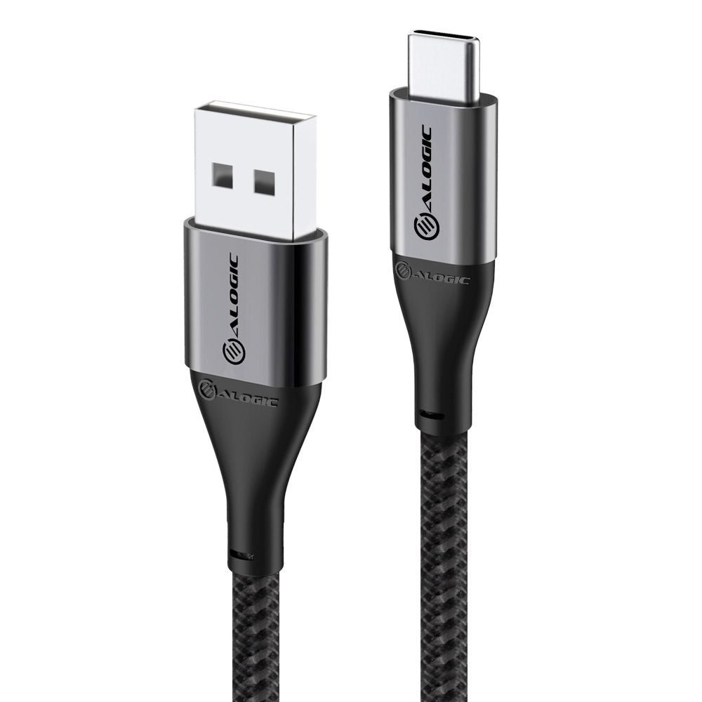 Alogic SUPER Ultra 1.5m USB to USB-C Fast Charging Cable - High-Speed 480Mbps Data Sync for iPhone, Samsung, iPad, Laptop, Tablet, Power Bank - Durable Space Gray Cord for Home, Office & Travel