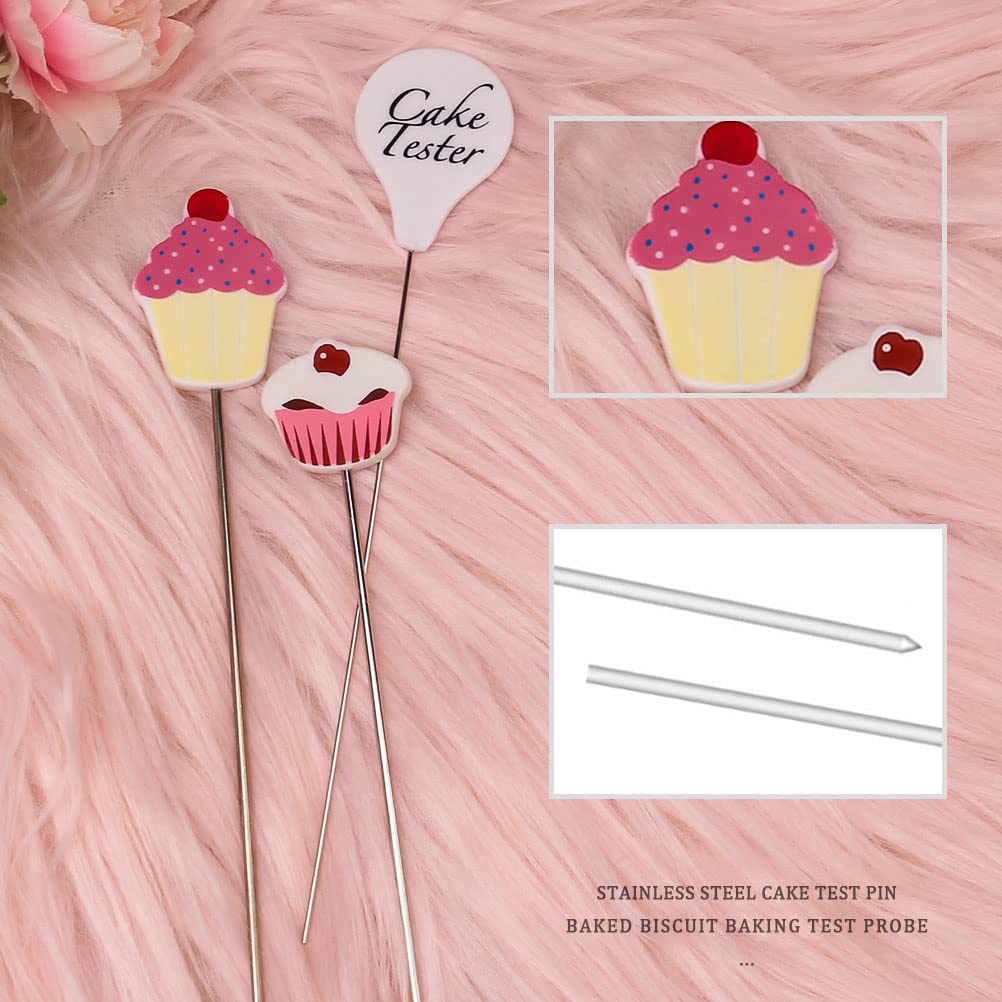 4 Pcs Stainless Steel Cake Tester Needles - Reusable Baking Probe Skewers for Perfect Cake Doneness | Essential Kitchen & Home Baking Tools | Great Stocking Stuffers & Christmas Gifts for Bakers | Ideal for Testing Cakes, Cupcakes & Breads Before Serving
