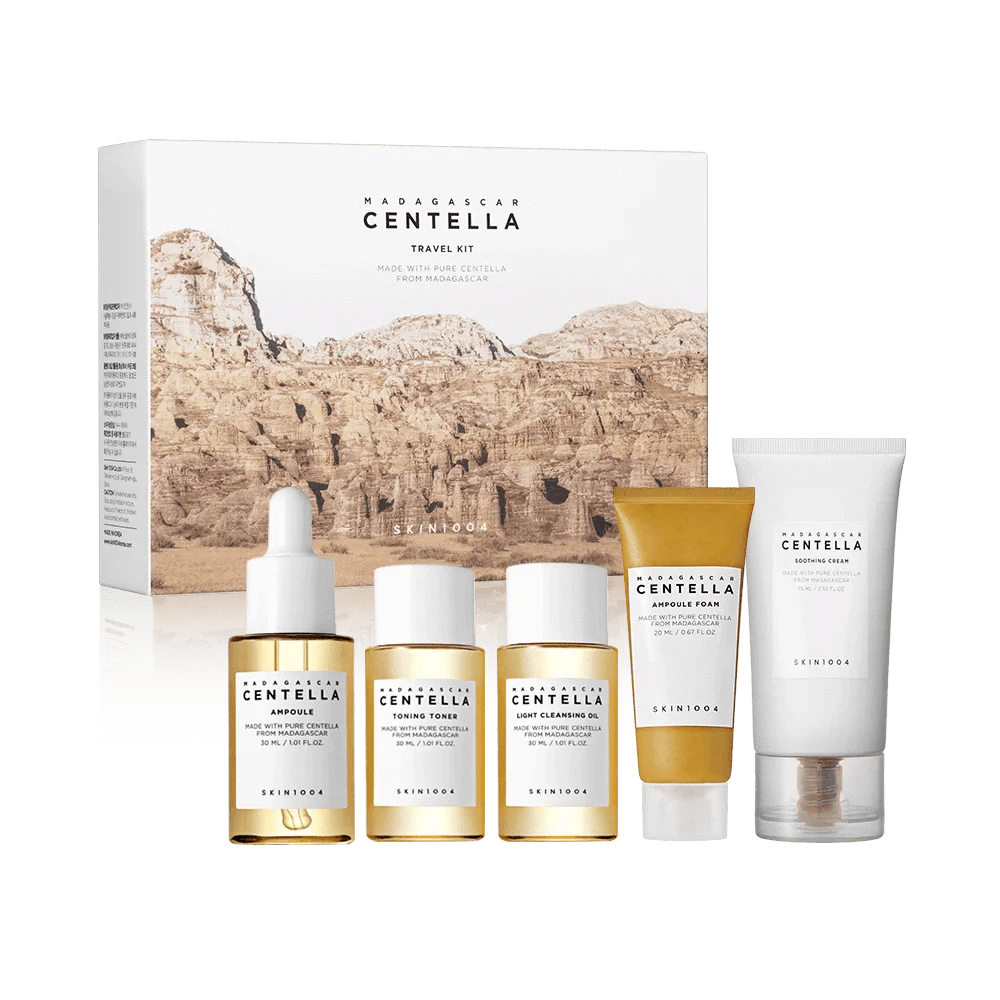 SKIN1004 Madagascar Centella Soothing Travel Kit - 150mL Face Care Set for Sensitive Skin | Perfect for On-the-Go Skincare Routine, Travel Essentials & Daily Hydration