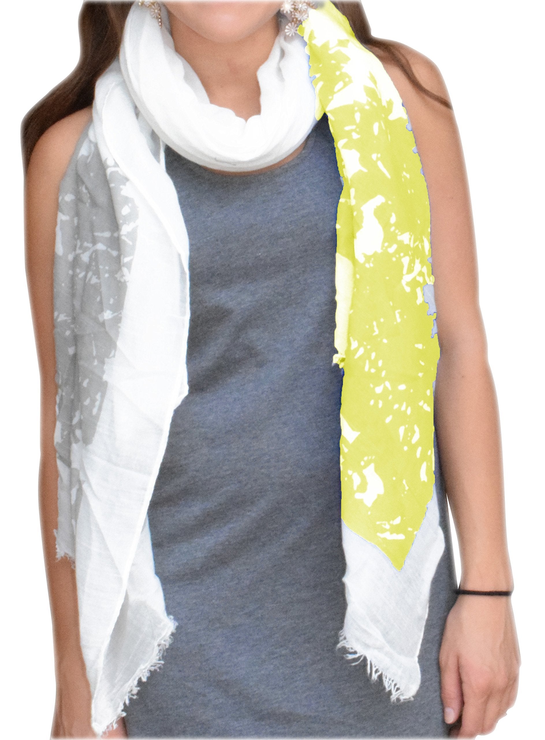 Yellow Tree Peach Couture Classic Faded Nature Tree Floral Boho Fringe Scarf Shawl Wrap - Stylish Bohemian Accessory for Women, Perfect for Outdoor Festivals, Beach Cover-Up & Layering Outfits