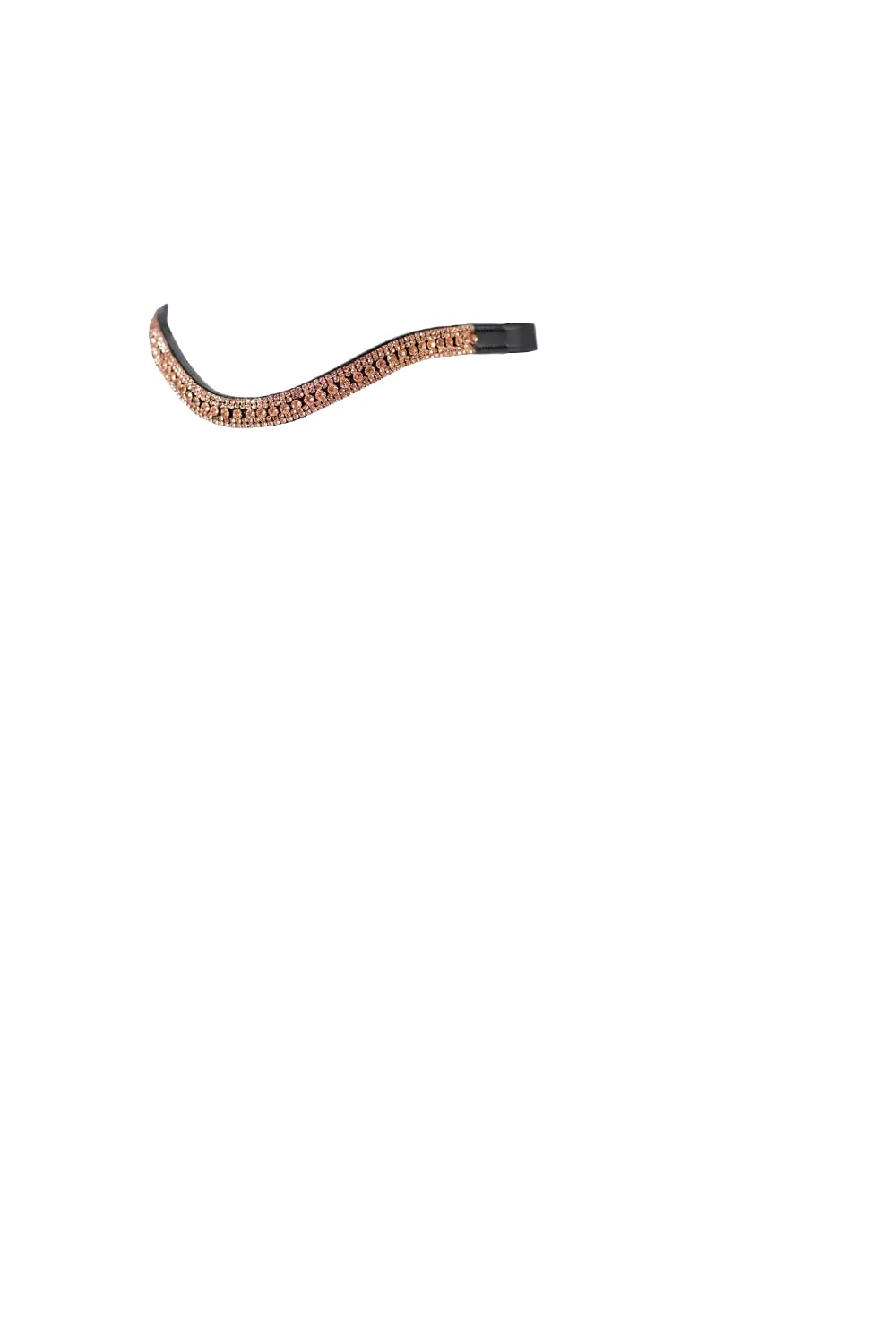 Rose Gold Crystal Princess Wave Browband - Elegant Black Rhinestone Horse Headband for Equestrian Shows & Dressage | Perfect for Competitions, Photo Shoots & Special Events