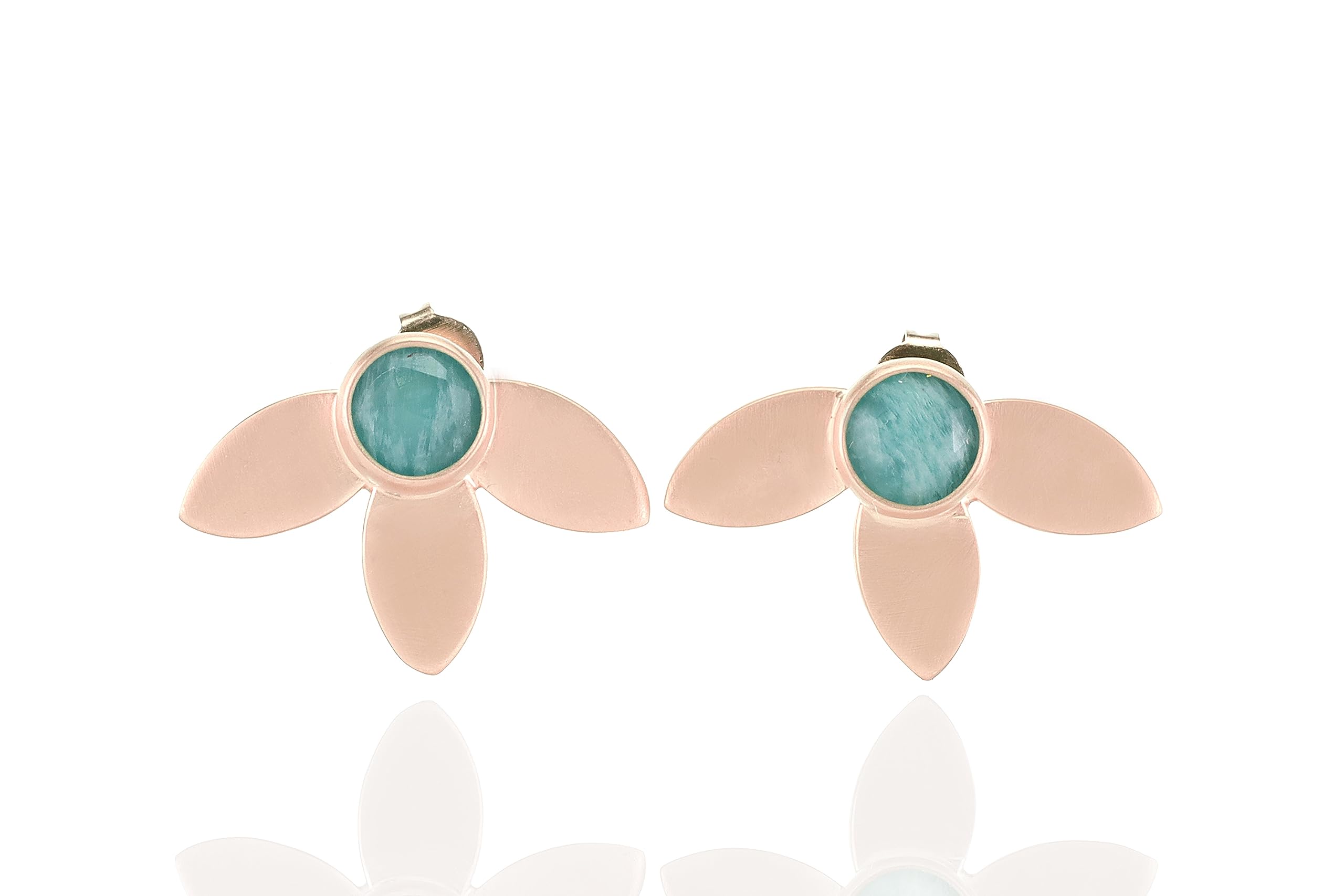 Handmade Gold Amazonite Stud Earrings for Women - Delicate Marquise Leaf Design with Natural Gemstone | Elegant Jewelry Gift for Birthday, Anniversary & Special Occasions
