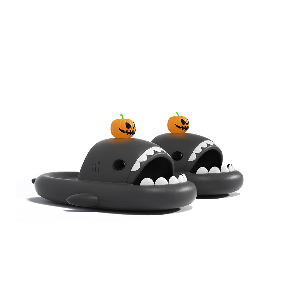 Sharkicks Basic Pumpkin Shark Slides - Comfortable House Slippers for Men & Women - Perfect for Home, Beach, Poolside & Indoor Use