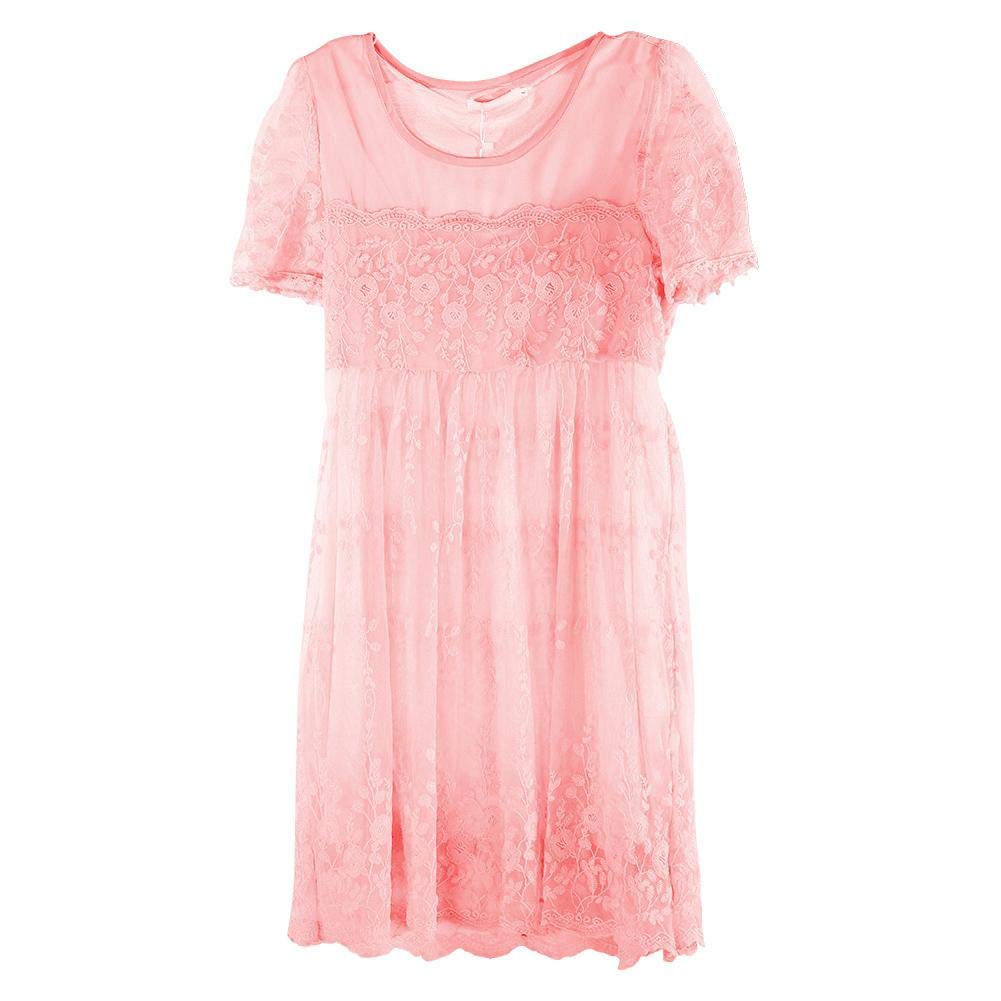 Zerodis Women's Maternity Pleated Dress - Short Sleeve Round Neck Nightshirt for Pregnancy & Nursing | Comfortable Casual Wear for Home, Outings & Maternity Photos