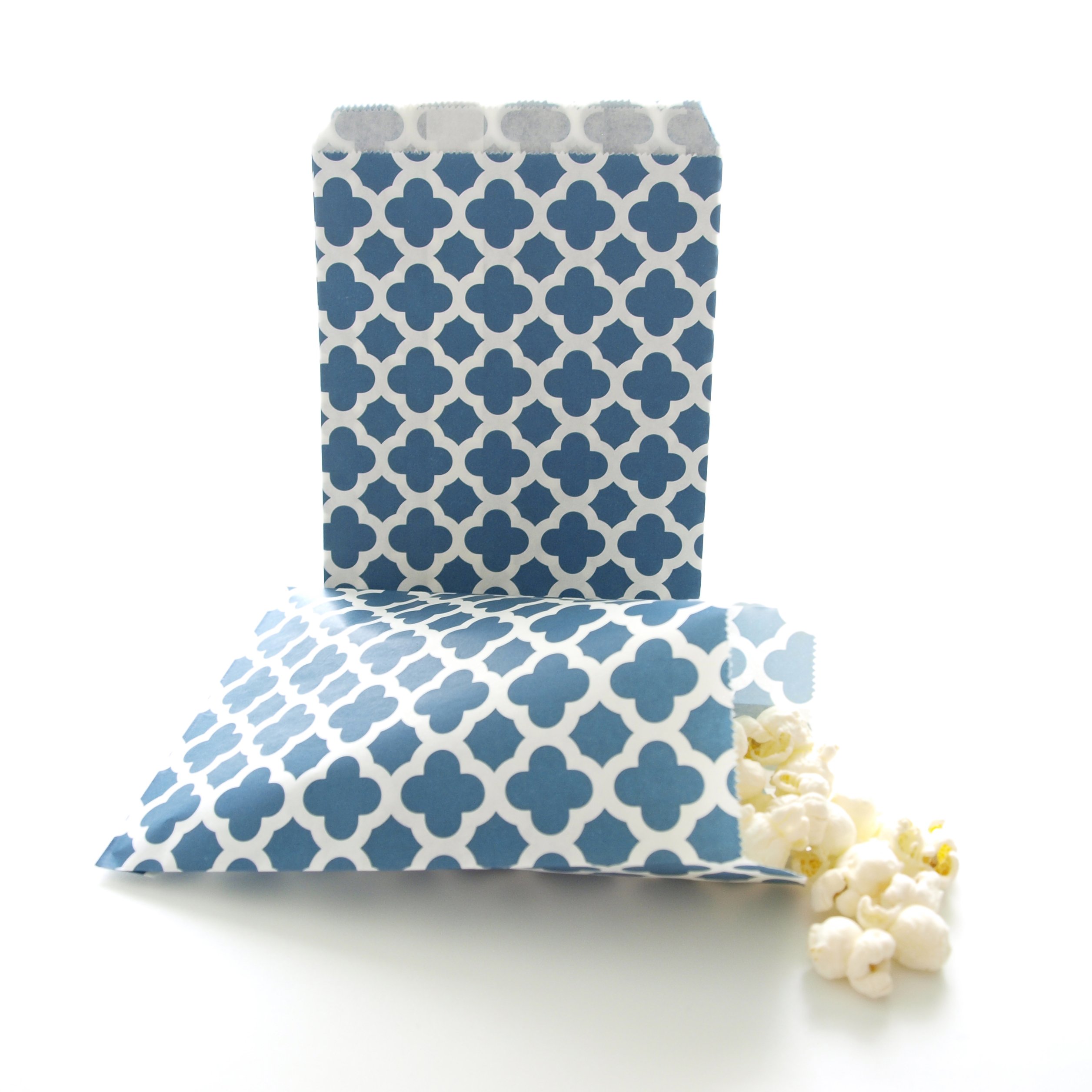 100-Pack Dark Teal Blue Wedding Favor Bags | Candy Buffet & Party Goodie Bags with Stripes, Chevron, Spanish Tile & Polka Dot Patterns - Perfect for Baby Showers, Bridal Parties & Birthday Celebrations