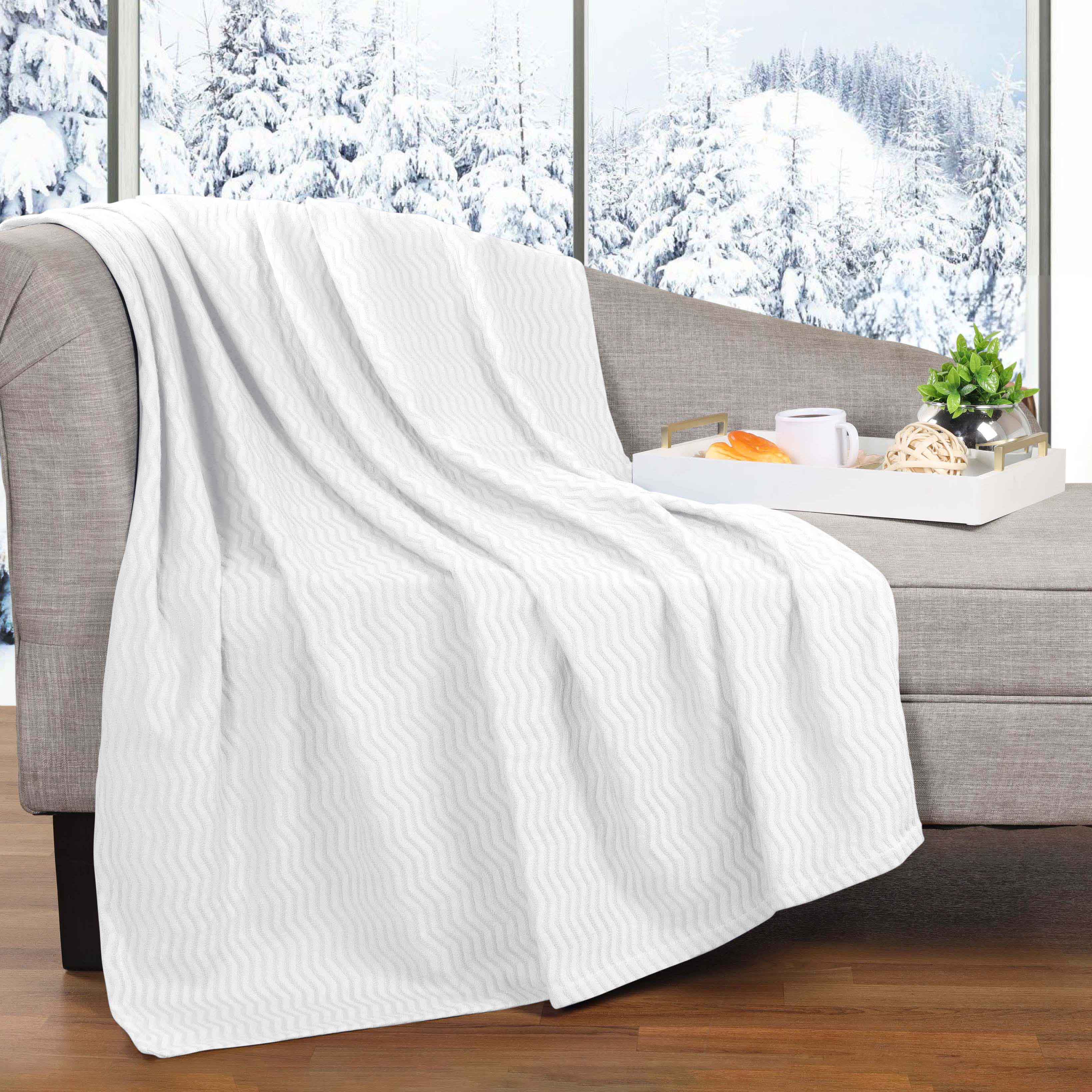 Jena Cotton Textured Chevron Lightweight Woven Blanket - Soft & Breathable Throw for Sofa, Bed & Outdoor Use - Cozy Home Decor & Picnic Essential