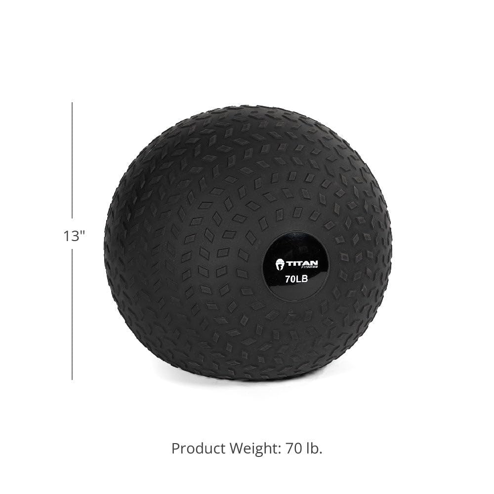 Titan Fitness Rubber Tread Slam Ball - Heavy Duty Dead Bounce Weighted Exercise Ball for Strength Training, CrossFit, HIIT Workouts - Perfect for Throwing, Catching, Slamming & Twisting Drills in Home Gym or Outdoor Fitness