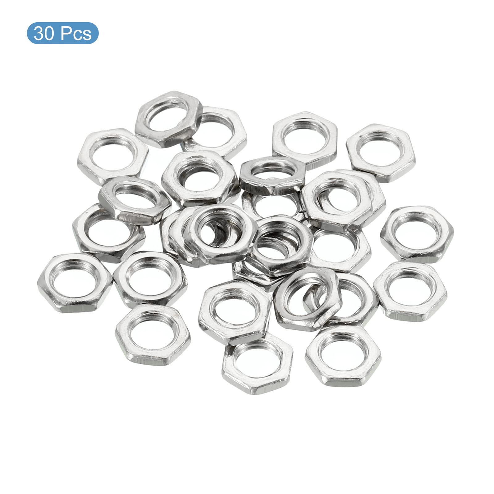 PATIKIL M7 x 1.0 Steel Hex Nuts - 30 Pack Metric Thread Zinc Plated Fasteners (2mm Height) - Durable Hardware for Automotive, Machinery & DIY Projects