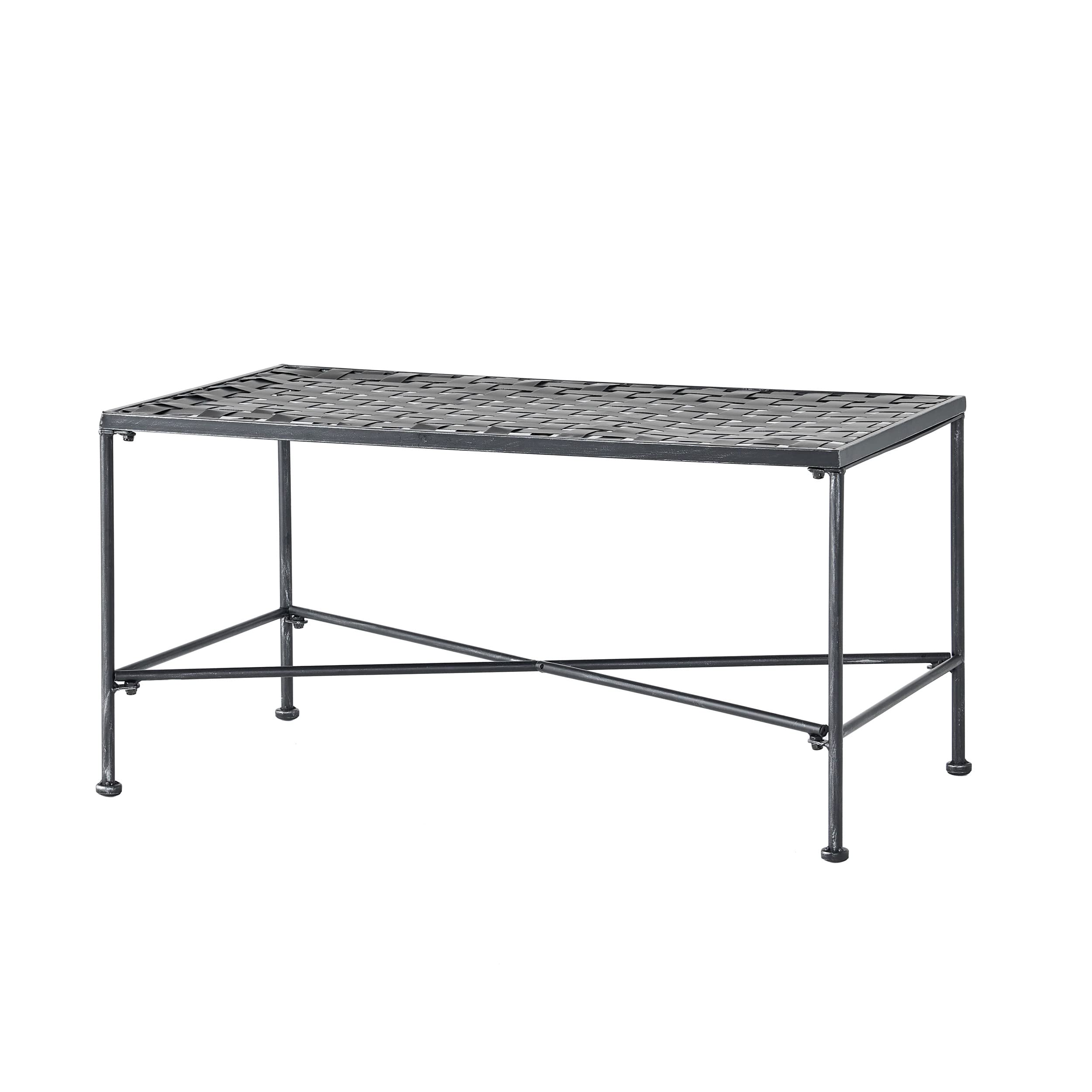 Christopher Knight Home Petra Iron Coffee Table, Black Brush Silver - Modern Living Room Centerpiece for Small Spaces & Apartments