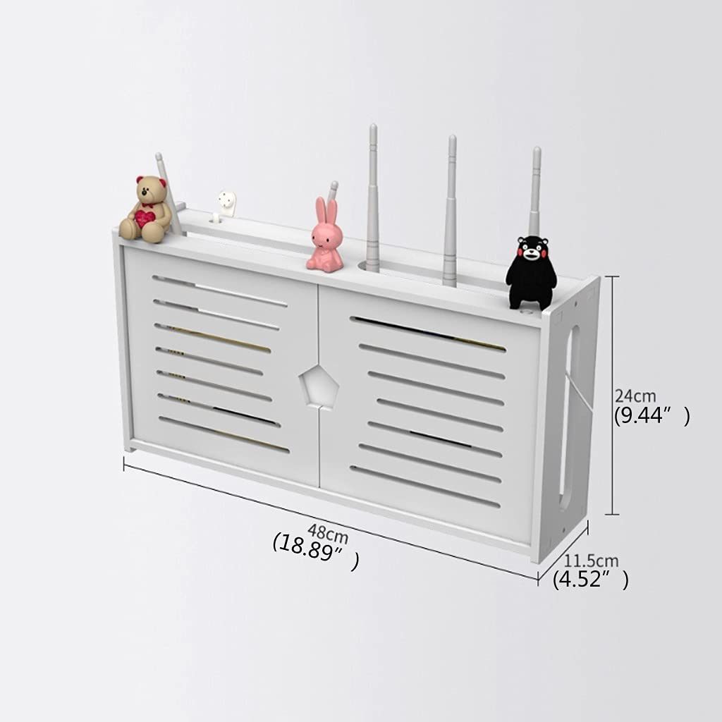 Wall Mount Shelf with Cable Organizer - WiFi Storage Box for Home & Office (48×11.5×24cm)